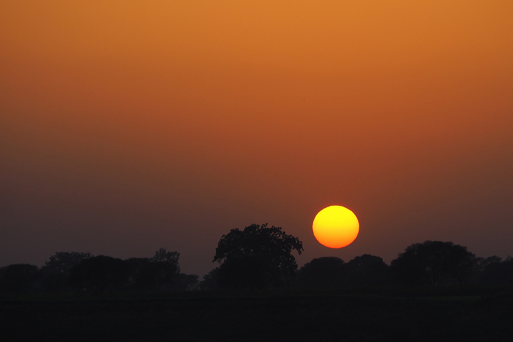 A beautiful sunset in rural India